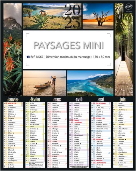 Calendrier bancaire Paysages Mini publicitaire