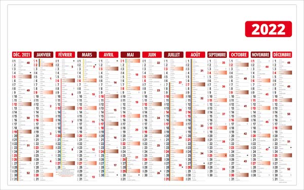 Calendrier bancaire personnalisable - Ecomax rouge - 650 x 405