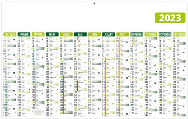 Calendrier bancaire personnalisable - Ecomax vert - 650 x 405