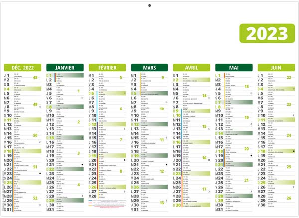 Calendrier bancaire personnalisable - Gameco vert - 430 x 335