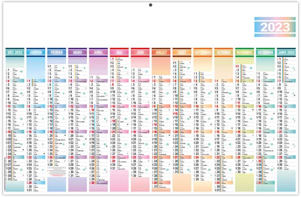 Calendrier bancaire personnalisable - Pastel - 470 x 290