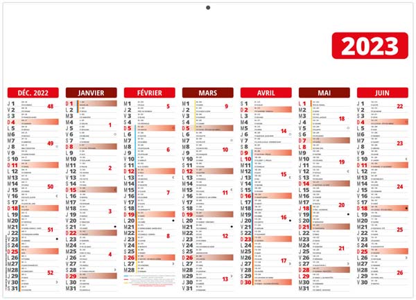 Calendrier bancaire personnalisé - Gameco rouge - 430 x 335