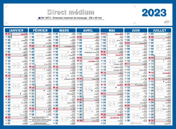 Calendrier bancaire publicitaire entreprise, Medium Direct
