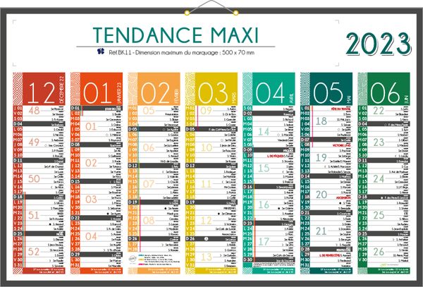 Calendrier bancaire Tendance Maxi publicitaire
