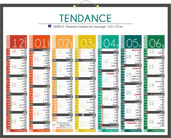 Calendrier de banque publicitaire à personnaliser, Tendance