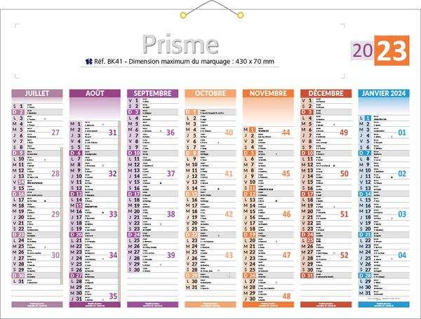 Calendrier de banque publicitaire qualité, Prismabanque 1