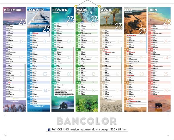 Calendrier entreprise à personnaliser, Coloribanque