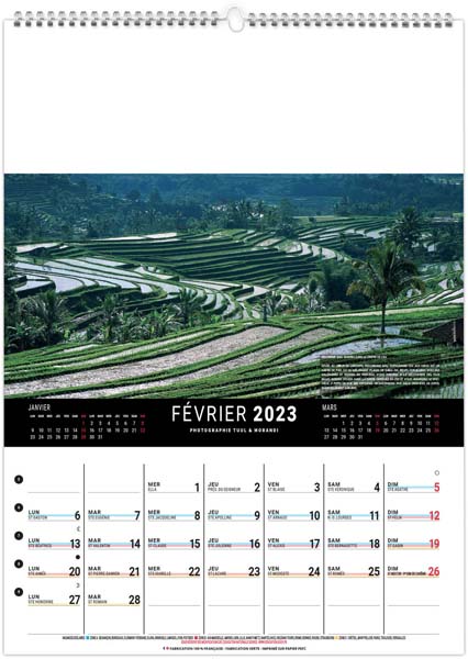 Calendrier Mural personnalisable destinations - 240X330