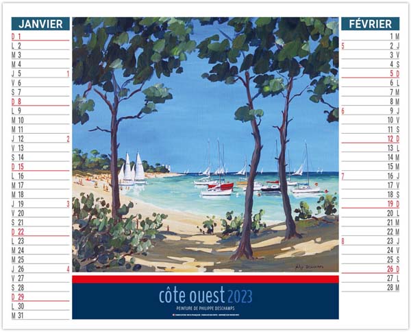 Calendrier Personnalisable 2 en 1 Côte Ouest - 330X470