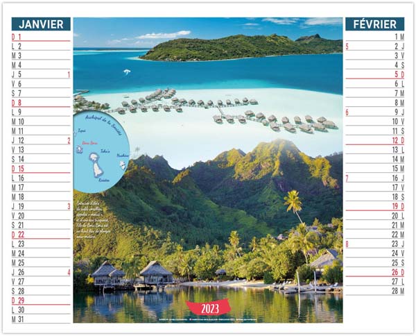 Calendrier Personnalisable 2 en 1 Douceur Polynesienne - 330X470