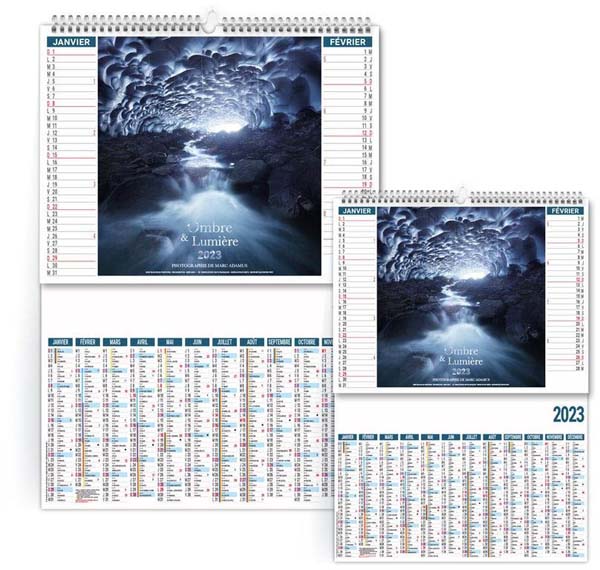 Calendrier Personnalisable 2 en 1 Ombre Et Lumière - 330X470