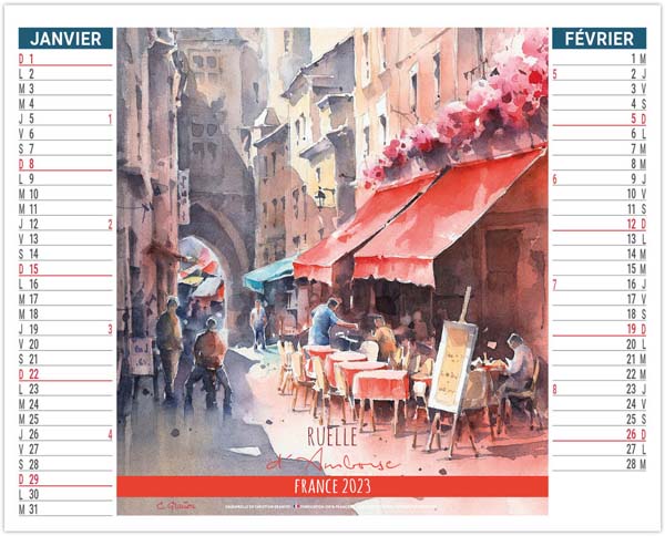 Calendrier Personnalisable 2 en 1 Ruelles Pittoresques - 330X470