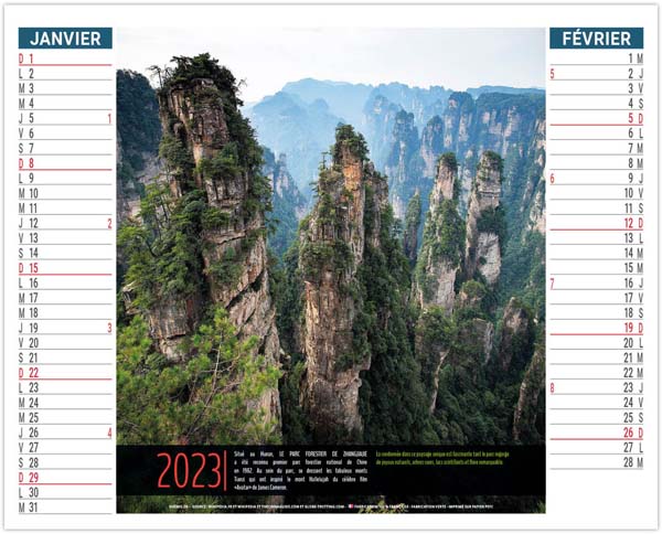 Calendrier Personnalisable 2 en 1 Toits du Monde - 330X470