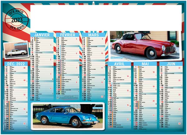 Calendrier Personnalisable Bolides - 270X208