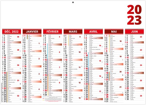 Calendrier Personnalisable Florentin - Rouge 270X208