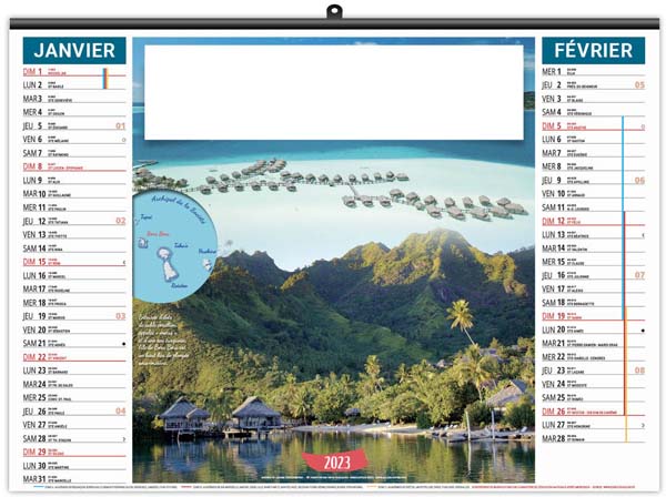 Calendrier Personnalisable Illustré Éco Douceur Polynesienne - 480X350