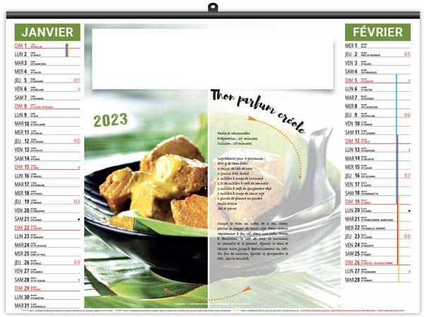 Calendrier Personnalisable Illustré Éco Plats Et desserts - 480X350