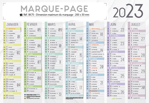 Calendrier petit format, Mini Marque-Page
