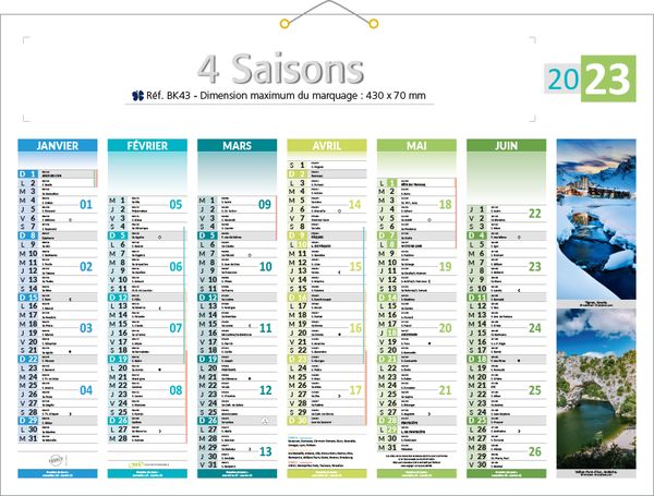 Calendrier publicitaire 4 saisons, Les 4 Saisons