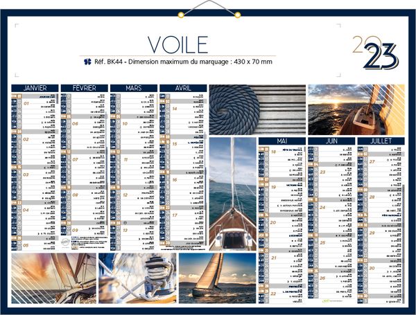 Calendrier publicitaire bateau, Voiles