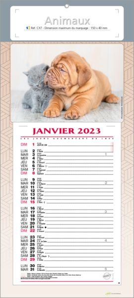 Calendrier publicitaire bloc animaux, Nos animaux Préférés