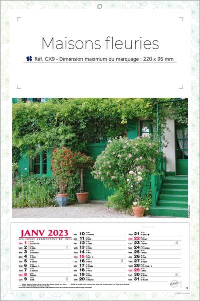 Calendrier publicitaire fleur, Maisons Fleurs