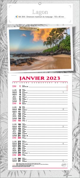 Calendrier publicitaire lagon, Aquablue