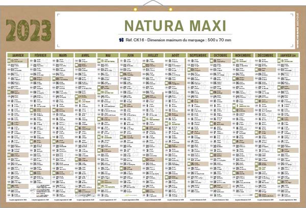 Calendrier Publicitaire Natura Maxi