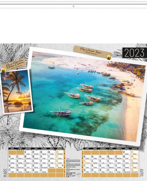 Calendrier publicitaire plage, Plages du monde