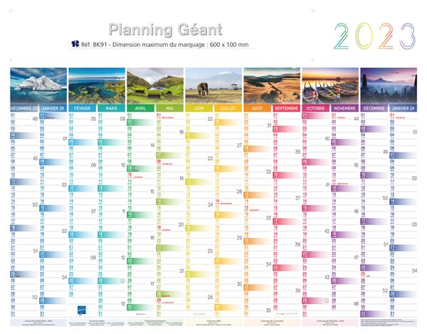 Calendrier publicitaire planning, Maxi Planning Effaçable