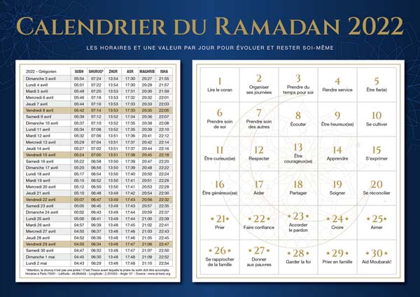 Calendrier souple Ramadan A4