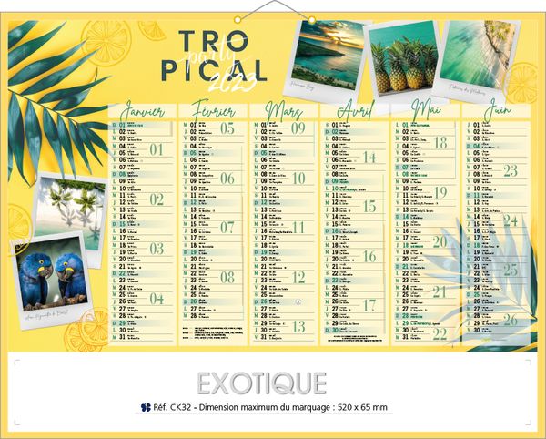 Calendriers publicitaires paysages, Exotique