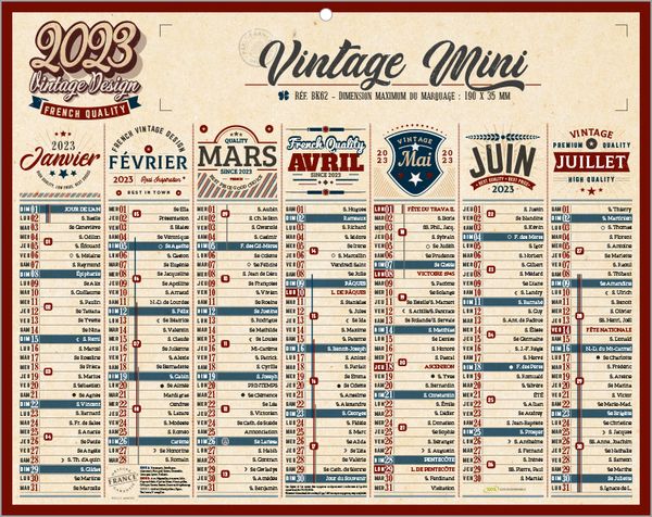 Mini calendrier publicitaire, Vintage Mini
