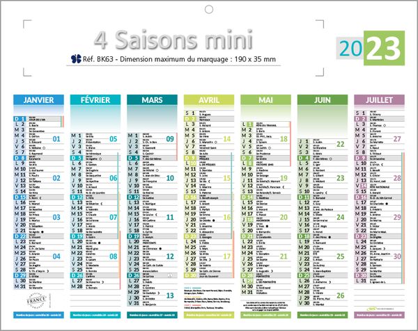 Minis calendriers publicitaires, Mini Les 4 Saisons