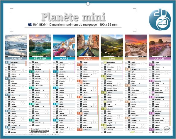 Petit calendrier publicitaire, Mini Planète