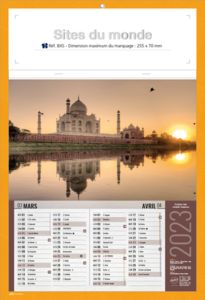 Bloc calendrier publicitaire illustré, Sites du Monde
