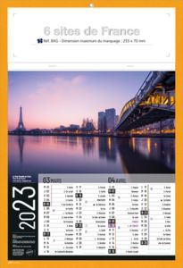 Bloc calendrier publicitaire, Sites de France