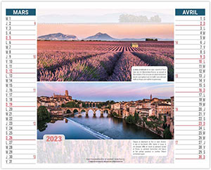 Calendrier 2 en 1 personnalisable - Paysages de France - 330 x 470 1