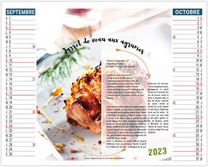 Calendrier 2 en 1 publicitaire - Plats et desserts - 330 x 470 4