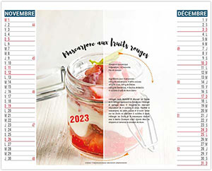 Calendrier 2 en 1 publicitaire - Plats et desserts - 330 x 470 5