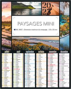 Calendrier bancaire Paysages Mini publicitaire 1
