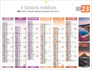 Calendrier bancaire publicitaire moyen 4 saisons, Medium Les 4 Saisons 1