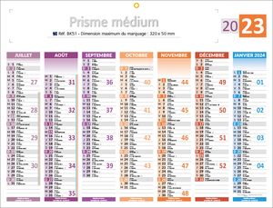 Calendrier bancaires publicitaires de couleur , Medium Prismabanque 1