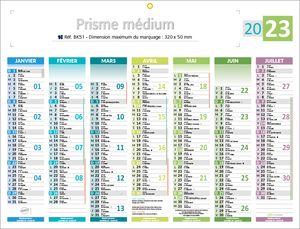 Calendrier bancaires publicitaires de couleur , Medium Prismabanque