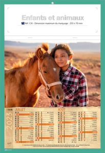Calendrier publicitaire animaux, Enfants et animaux 2