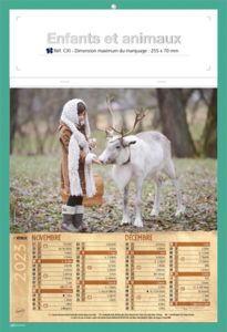 Calendrier publicitaire animaux, Enfants et animaux 4