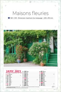 Calendrier publicitaire fleur, Maisons Fleurs
