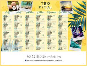 Calendrier publicitaire nature, Medium Exotique 1