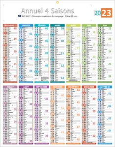 Calendriers publicitaire saisons, Annuel Saisons 9