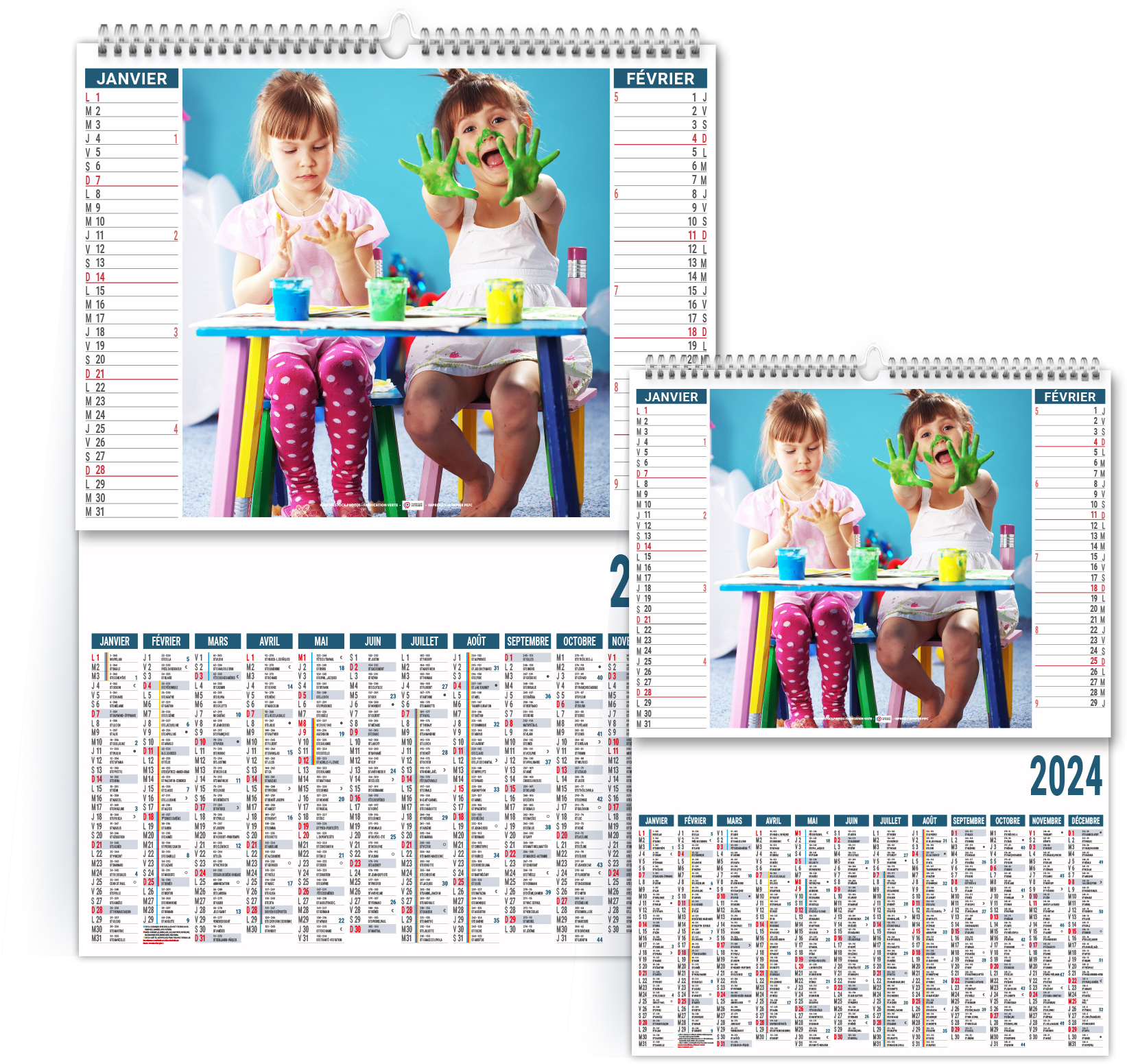 Calendrier 2 1 personnalise jeux enfants 330 x 470  Calendrier illustre  publicitaire feuillets thematiques